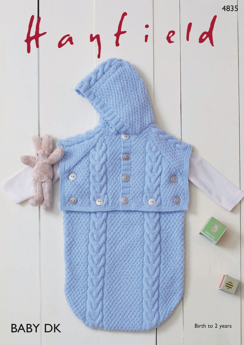 Hayfield Baby Sleeping Bag Knitting Pattern in Hayfield Baby DK 4835P PDF DOWNLOAD