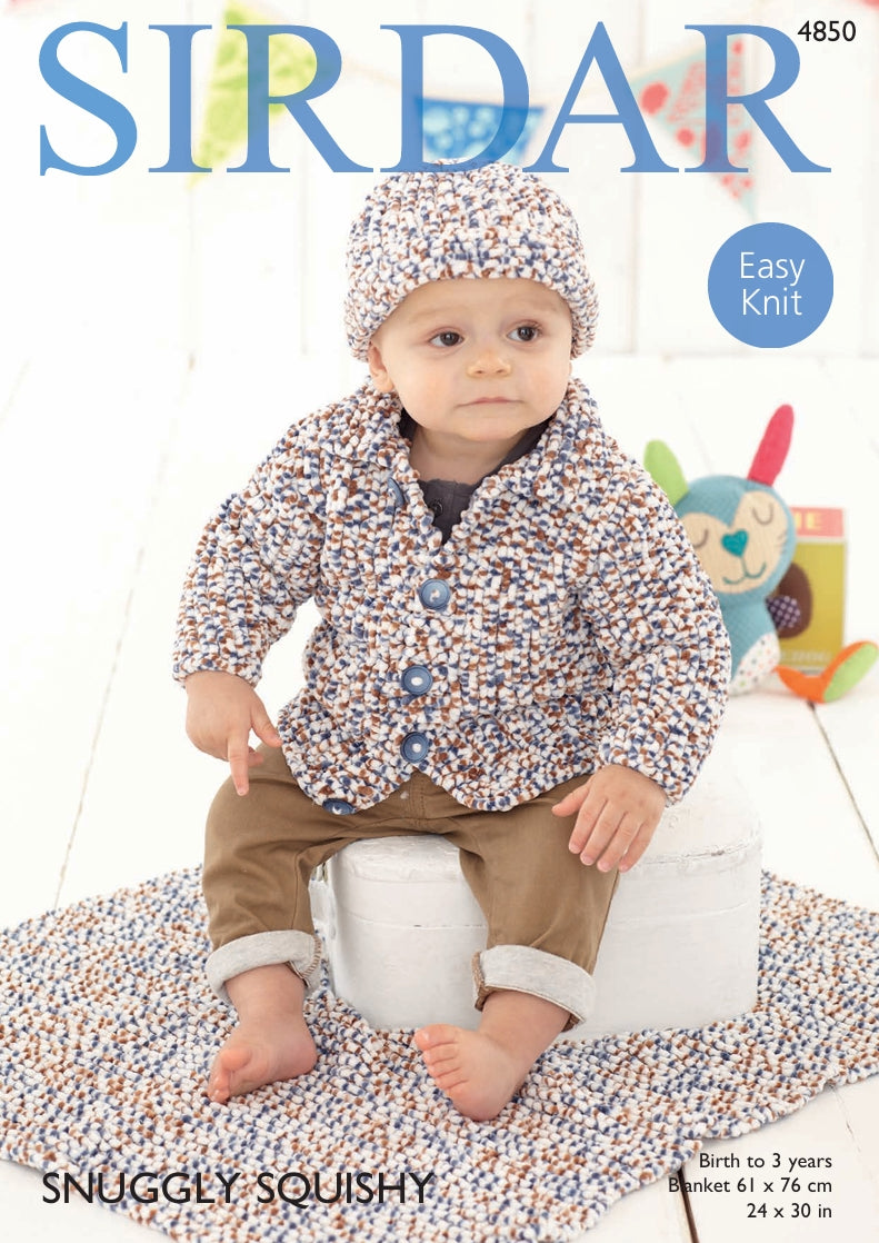 Sirdar Jacket, Hat and Blanket Knitting Pattern in Sirdar Snuggly Squishy 4850P PDF DOWNLOAD