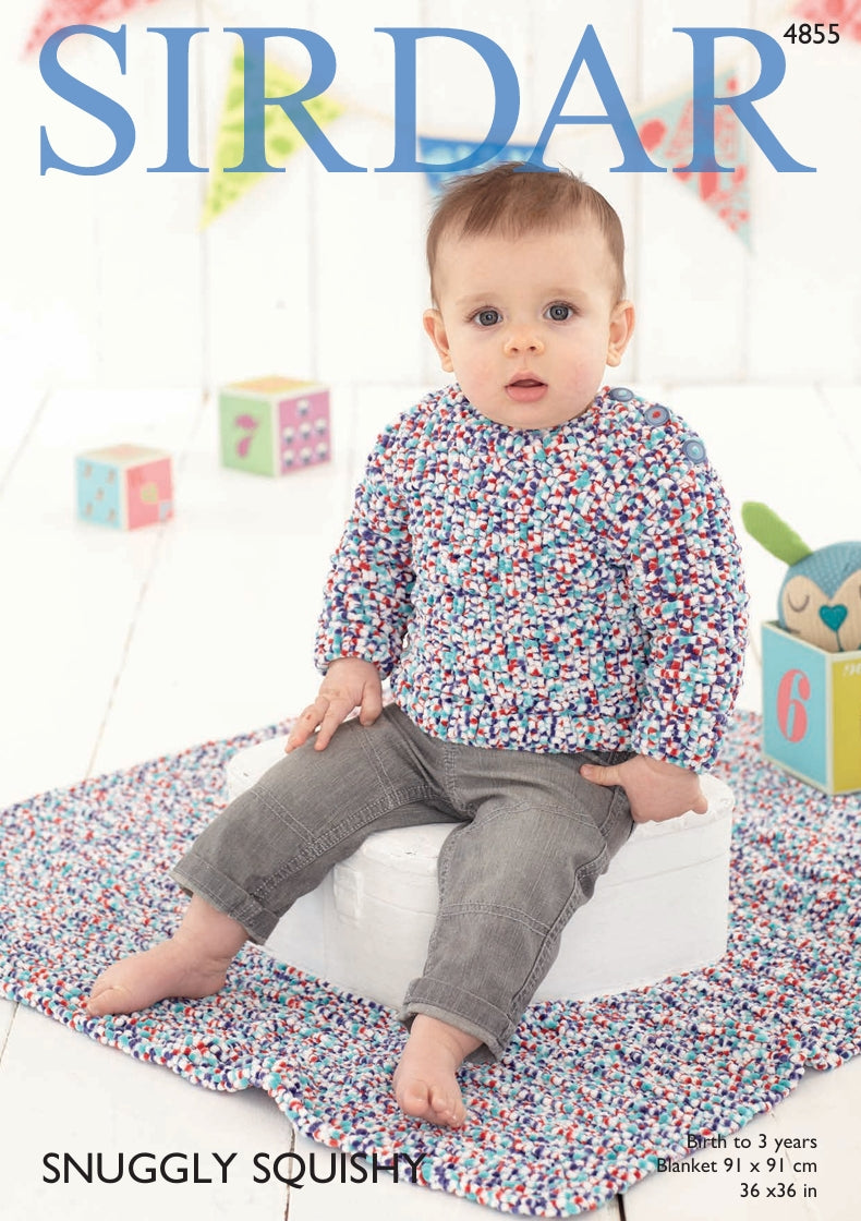 Sirdar Sweater and Blanket Knitting Pattern in Sirdar Snuggly Squishy 4855P PDF DOWNLOAD