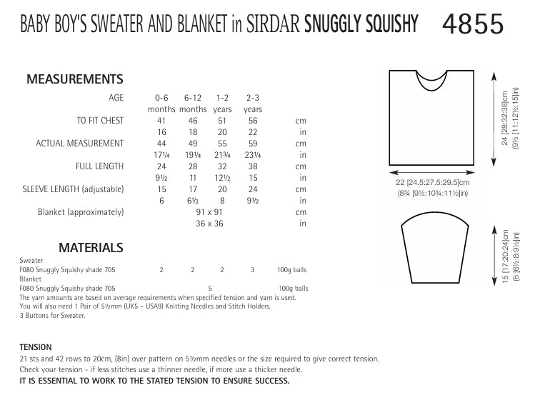 Sirdar Sweater and Blanket Knitting Pattern in Sirdar Snuggly Squishy 4855P PDF DOWNLOAD