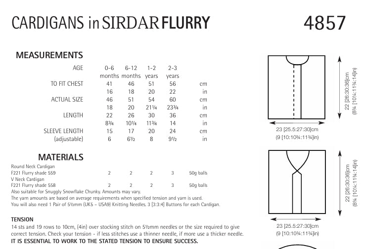 Sirdar Cardigans Knitting Pattern in Sirdar Flurry 4857P PDF DOWNLOAD