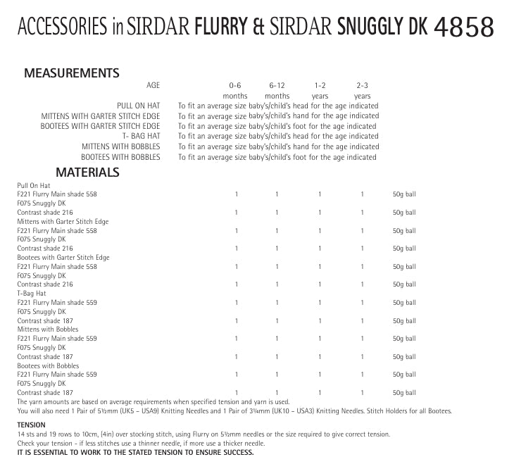 Sirdar Accessories Knitting Pattern in Sirdar Flurry and Snuggly DK 4858P PDF DOWNLOAD
