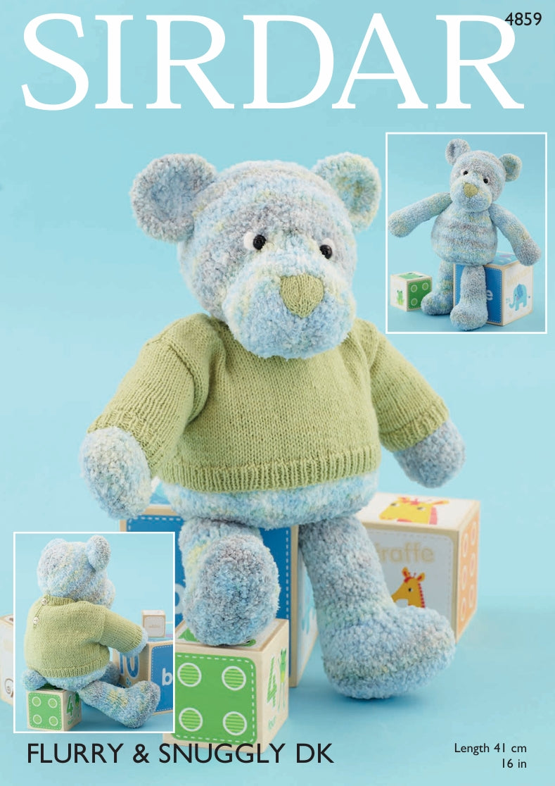 Sirdar Bear with Sweater Knitting Pattern in Sirdar Flurry and Snuggly DK 4859P PDF DOWNLOAD