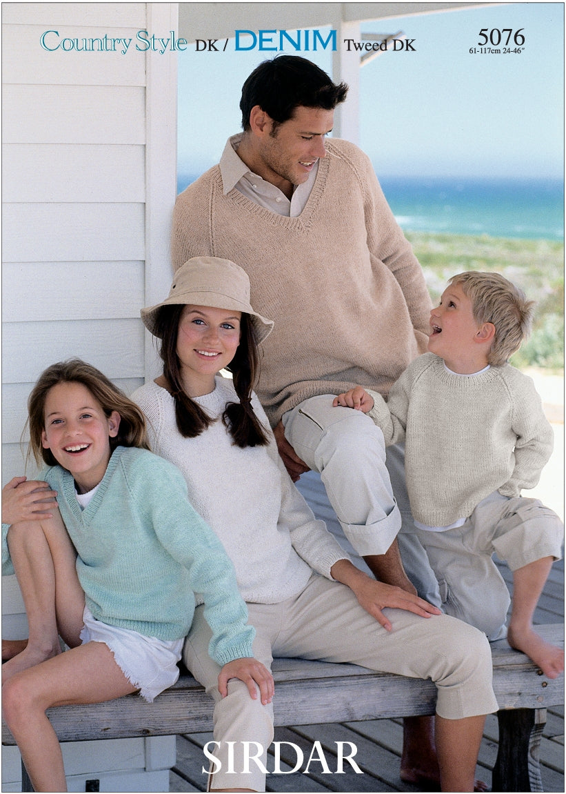 Sirdar Sweaters Knitting Pattern in Sirdar Country Style DK and Denim Tweed DK 5076P PDF DOWNLOAD
