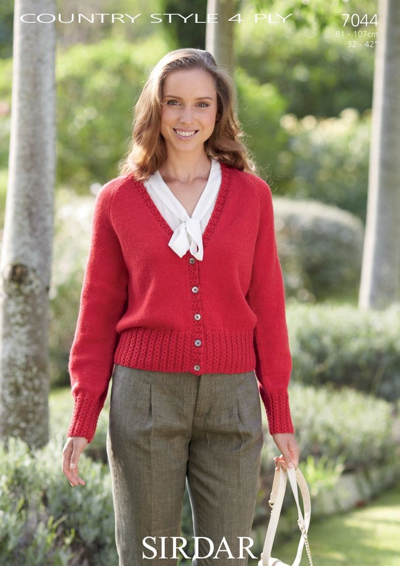 Sirdar Womans Cardigan Knitting Pattern in Sirdar Country Style 4ply 7044P PDF DOWNLOAD