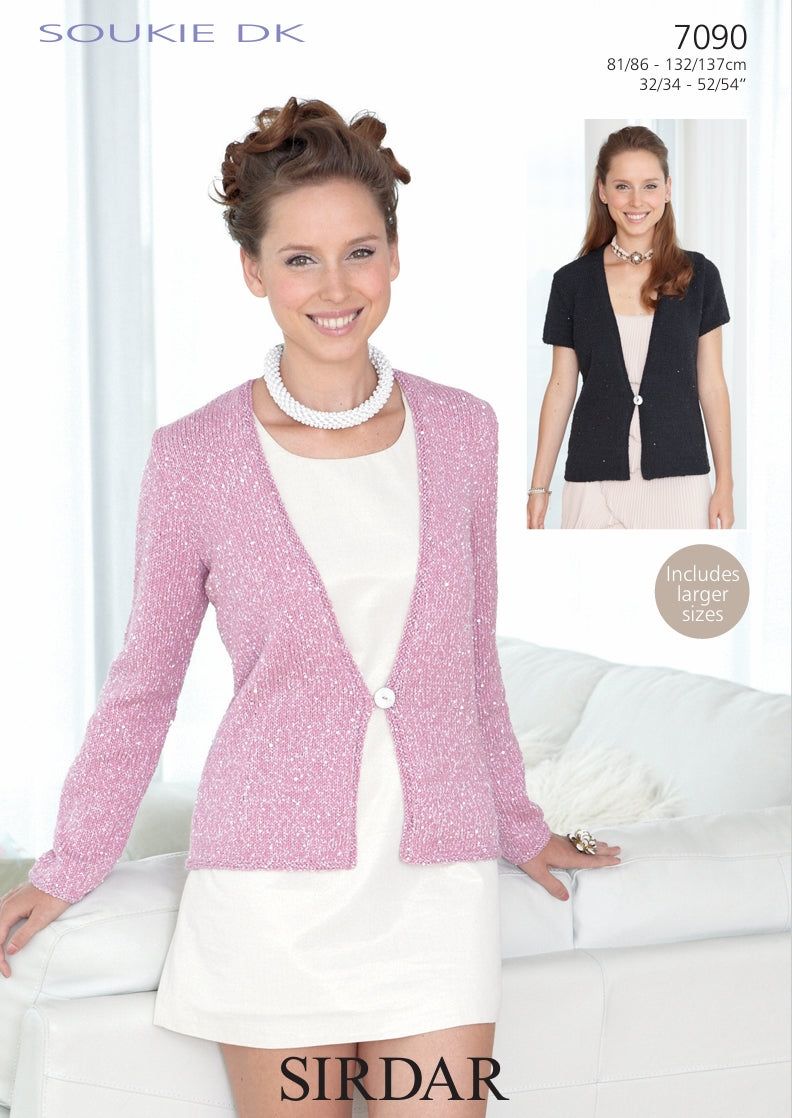 Sirdar Ladies Cardigans Knitting Pattern in Sirdar Soukie DK 7090P PDF DOWNLOAD