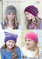 Sirdar Hats Knitting Pattern in Sirdar Ophelia and Freya 7263P PDF DOWNLOAD