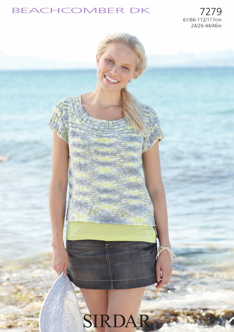 Sirdar Top Knitting Pattern in Sirdar Beachcomber DK 7279P PDF DOWNLOAD