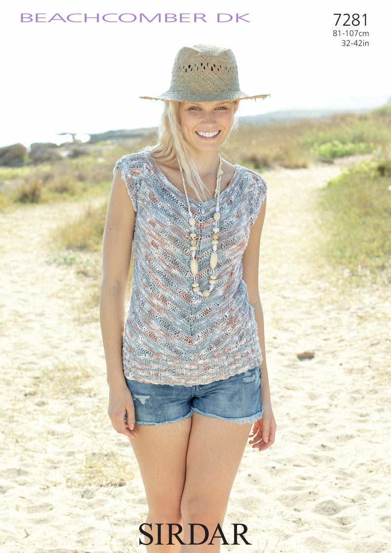 Sirdar Top Knitting Pattern in Sirdar Beachcomber DK 7281P PDF DOWNLOAD