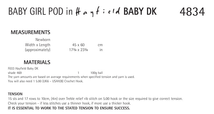 Hayfield Baby Pod Crochet Pattern in Hayfield Baby DK 4834P PDF DOWNLOAD