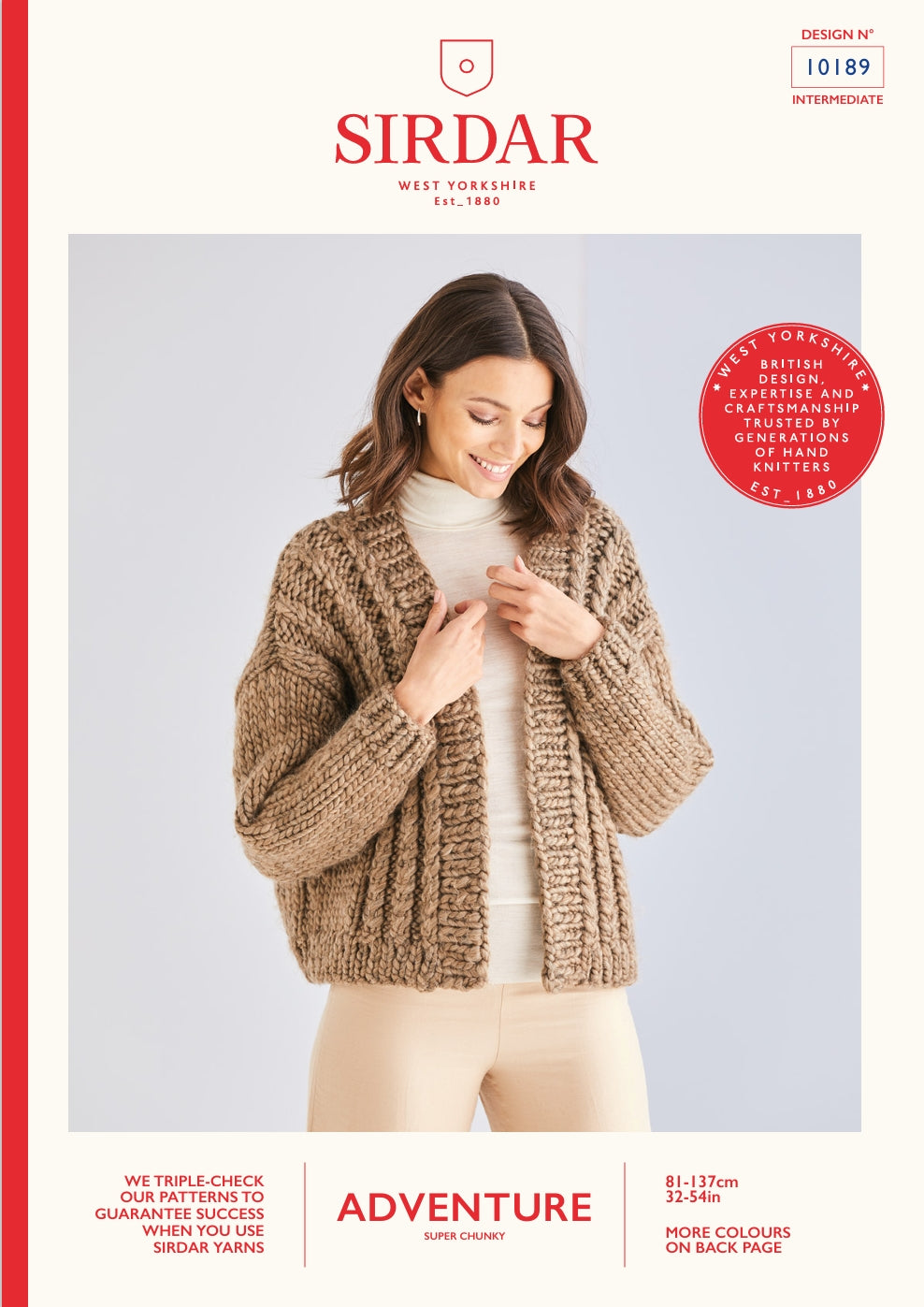 Sirdar Cardigan Knitting Pattern in Super Chunky 10189P PDF DOWNLOAD