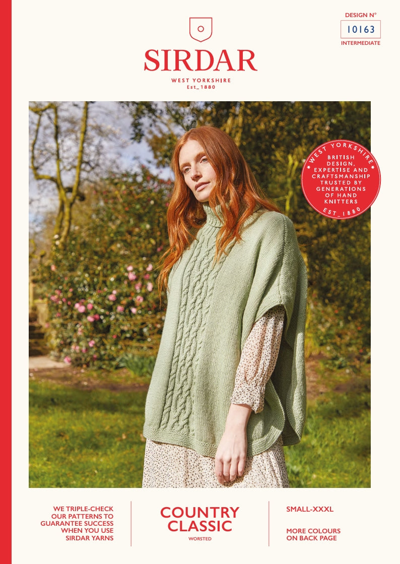 Sirdar Poncho Knitting Pattern in Worsted 10163P PDF DOWNLOAD