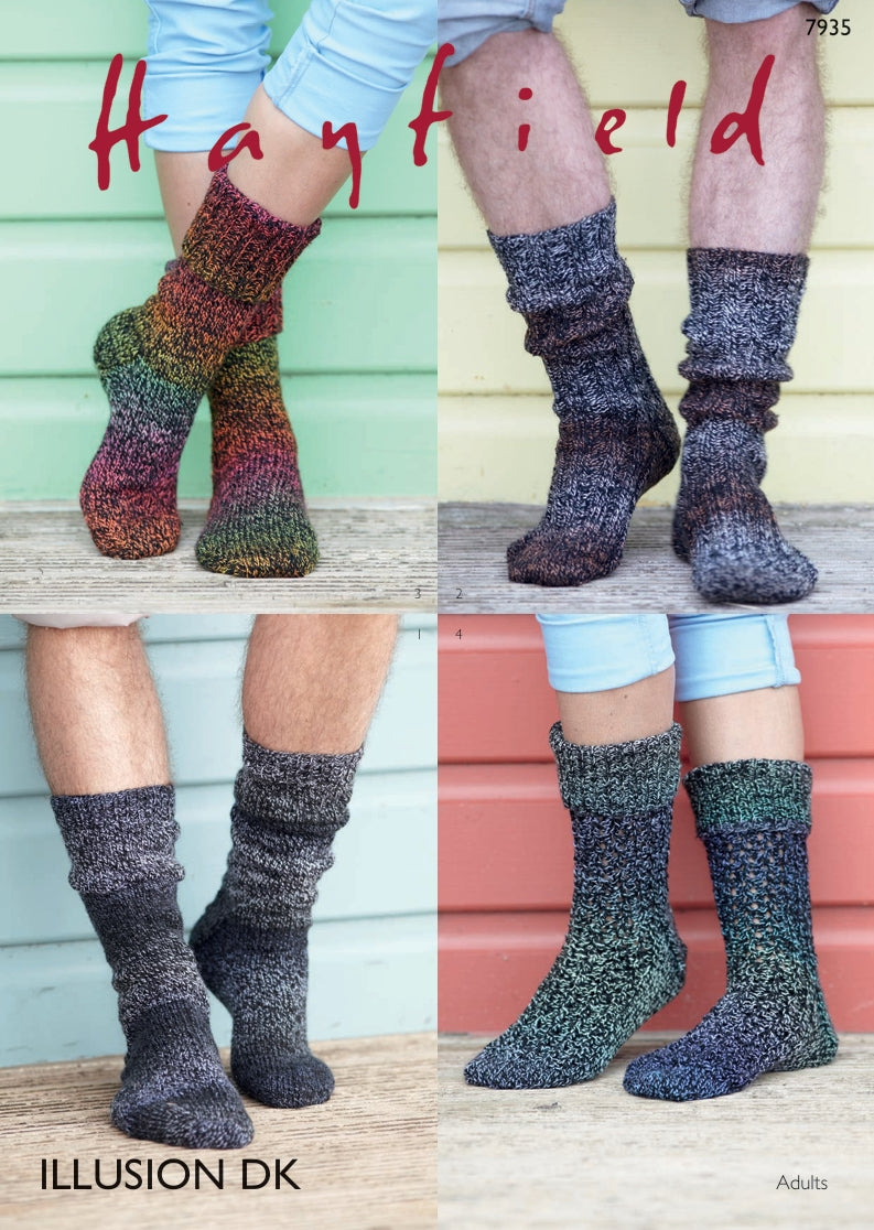 Hayfield Socks Knitting Pattern in Hayfield Illusion DK 7935P PDF DOWNLOAD