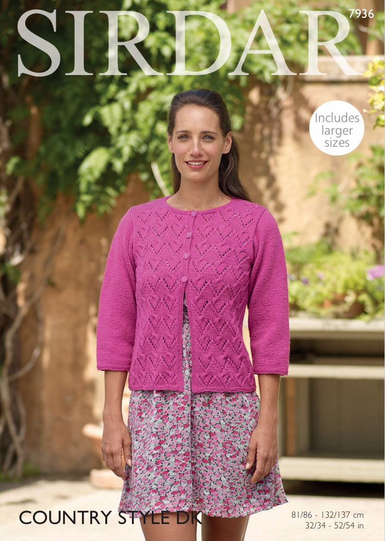 Sirdar Woman's Jacket Knitting Pattern in Country Style DK 7936P PDF DOWNLOAD