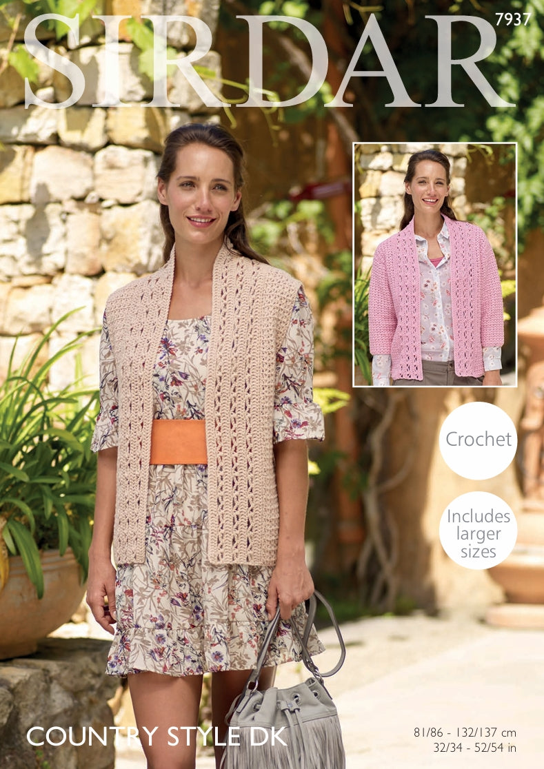 Sirdar Jacket and Waistcoat Crochet Pattern in Country Style DK 7937P PDF DOWNLOAD