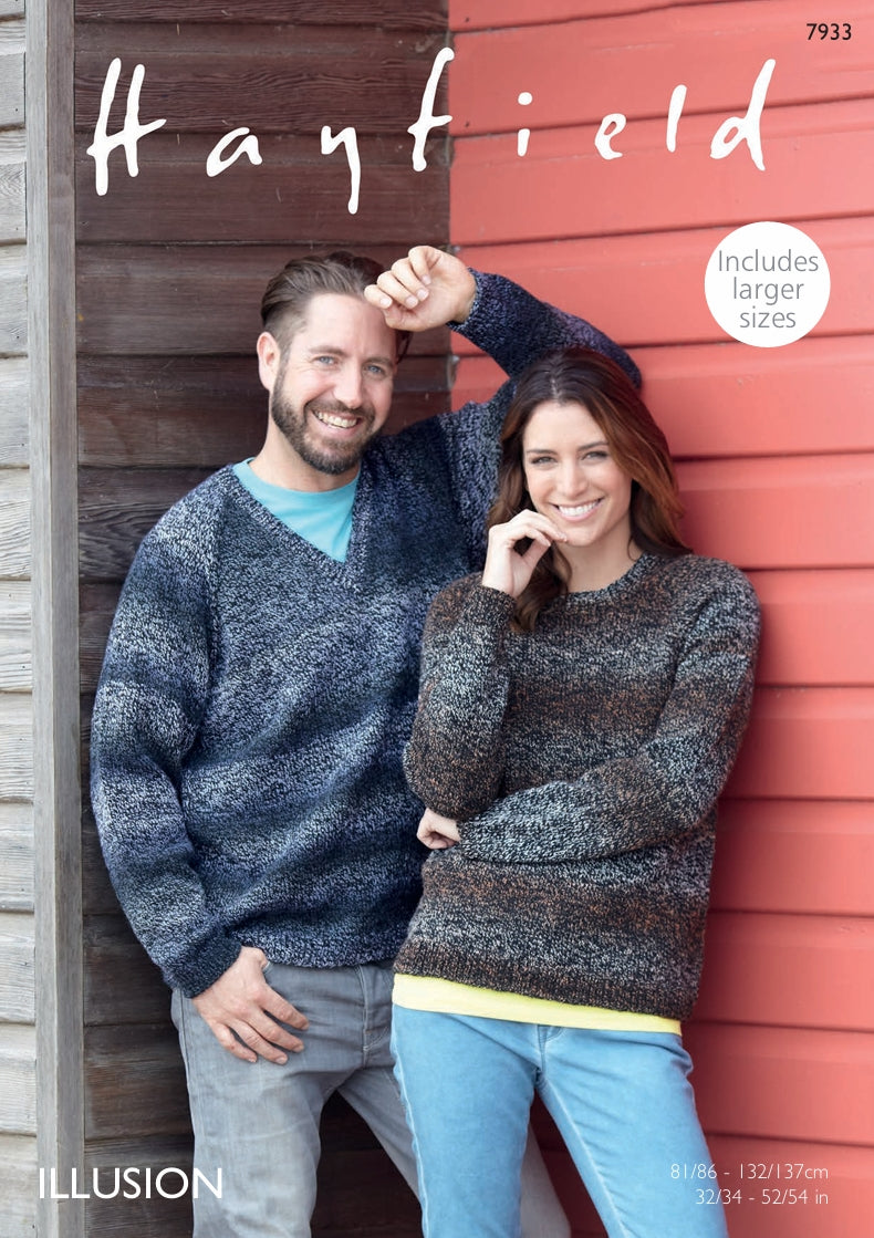 Hayfield Sweaters Knitting Pattern in Hayfield Illusion DK 7933P PDF DOWNLOAD