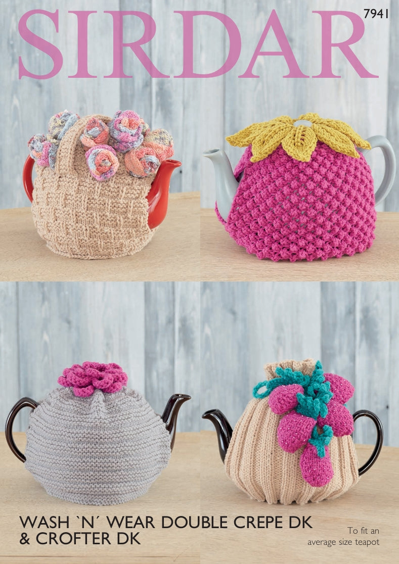 Sirdar Tea Cosies Knitting Pattern in Double Crepe DK and Crofter DK 7941P PDF DOWNLOAD