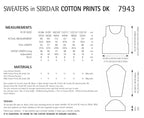 Sirdar Sweaters Knitting Pattern in Cotton Prints DK 7943P PDF DOWNLOAD