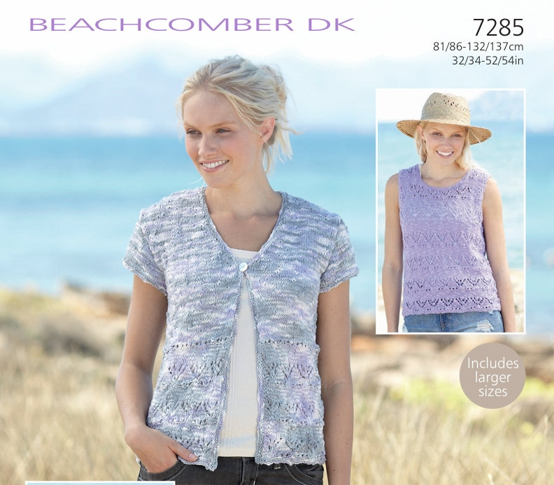 Sirdar Waistcoats and Top Knitting Pattern in Sirdar Beachcomber DK 7285P PDF DOWNLOAD