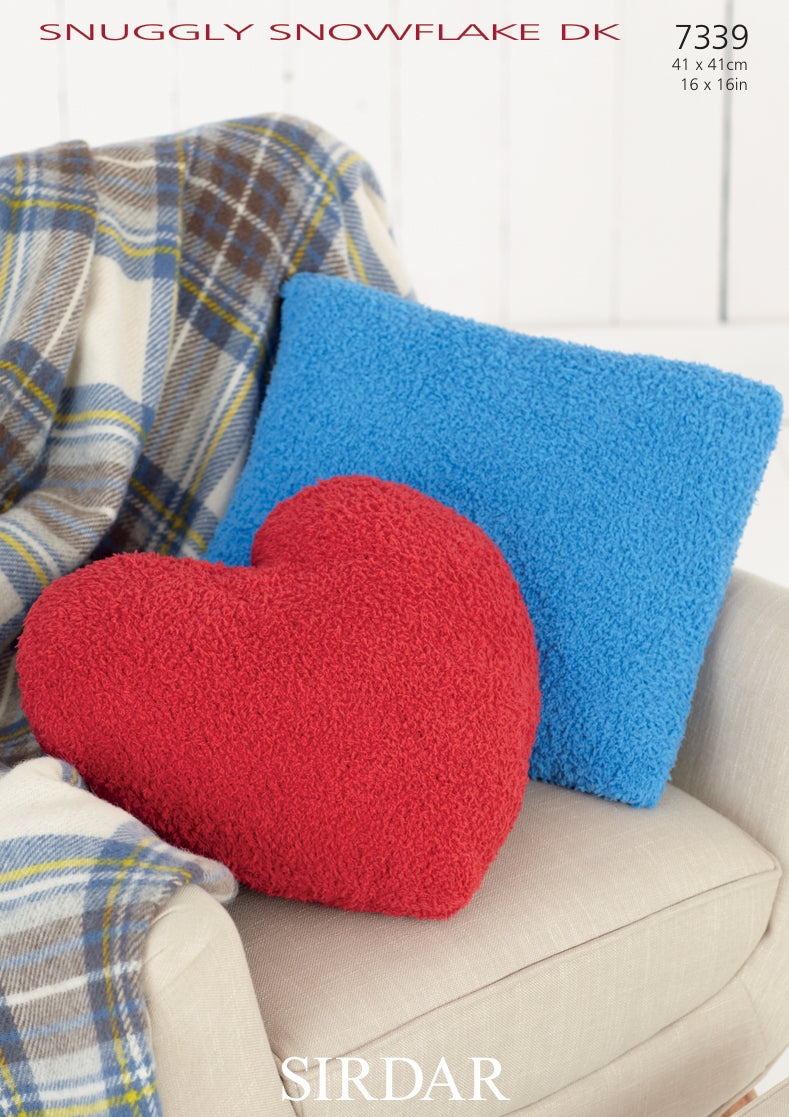 Sirdar Square and Heart Shaped Cushions Knitting Pattern in Sirdar Snowflake DK 7339P PDF DOWNLOAD
