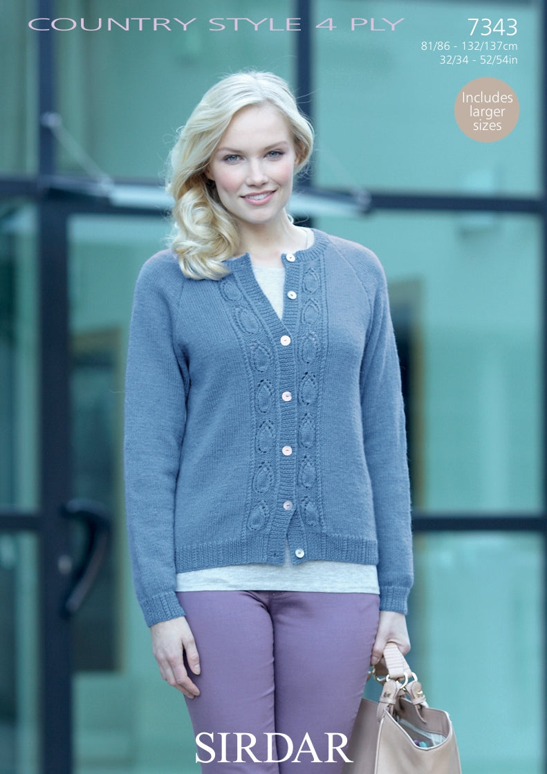 Sirdar Cardigan Knitting Pattern in Sirdar Country Style 4ply 7343P PDF DOWNLOAD