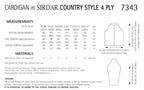 Sirdar Cardigan Knitting Pattern in Sirdar Country Style 4ply 7343P PDF DOWNLOAD