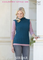 Sirdar Sweater and Sleeveless Top Knitting Pattern in Sirdar Country Style DK 7347P PDF DOWNLOAD
