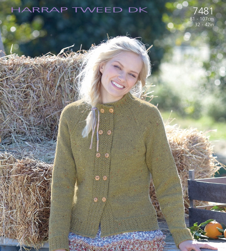 Sirdar Jacket Knitting Pattern in Sirdar Harrap Tweed DK 7481P PDF DOWNLOAD