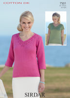 Sirdar Sweaters Knitting Pattern in Sirdar Cotton DK 7501P PDF DOWNLOAD