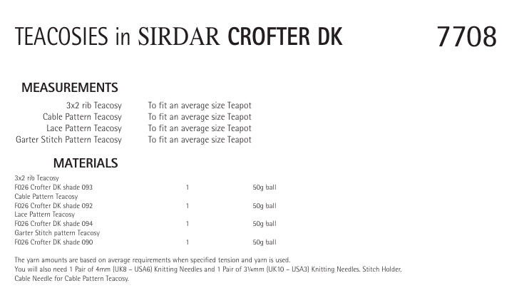 Sirdar Teacosies Knitting Pattern in Sirdar Crofter DK 7708P PDF DOWNLOAD