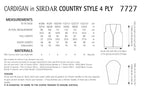 Sirdar Cardigan Knitting Pattern in Sirdar Country Style 4ply 7727P PDF DOWNLOAD