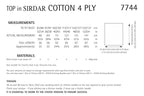 Sirdar Top Knitting Pattern in Sirdar Cotton 4ply 7744P PDF DOWNLOAD