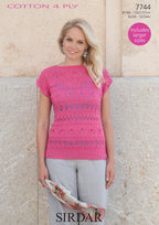 Sirdar Top Knitting Pattern in Sirdar Cotton 4ply 7744P PDF DOWNLOAD