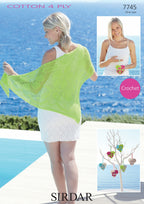 Sirdar Shawl and Hearts Knitting Pattern in Sirdar Cotton 4ply 7745P PDF DOWNLOAD