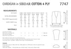 Sirdar Cardigan Crochet Pattern in Sirdar Cotton 4ply 7747P PDF DOWNLOAD