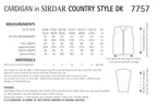 Sirdar Cardigan Knitting Pattern in Sirdar Country Style DK 7757P PDF DOWNLOAD