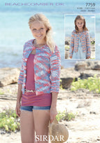 Sirdar Cardigan with Crochet Edgings Knitting Pattern in Sirdar Beachcomber DK 7759P PDF DOWNLOAD