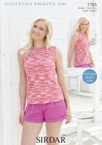Sirdar Sleeveless Top Knitting Pattern in Sirdar Cotton Prints DK 7765P PDF DOWNLOAD