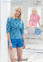 Sirdar Tops Knitting Pattern in Sirdar Cotton Prints DK 7768P PDF DOWNLOAD