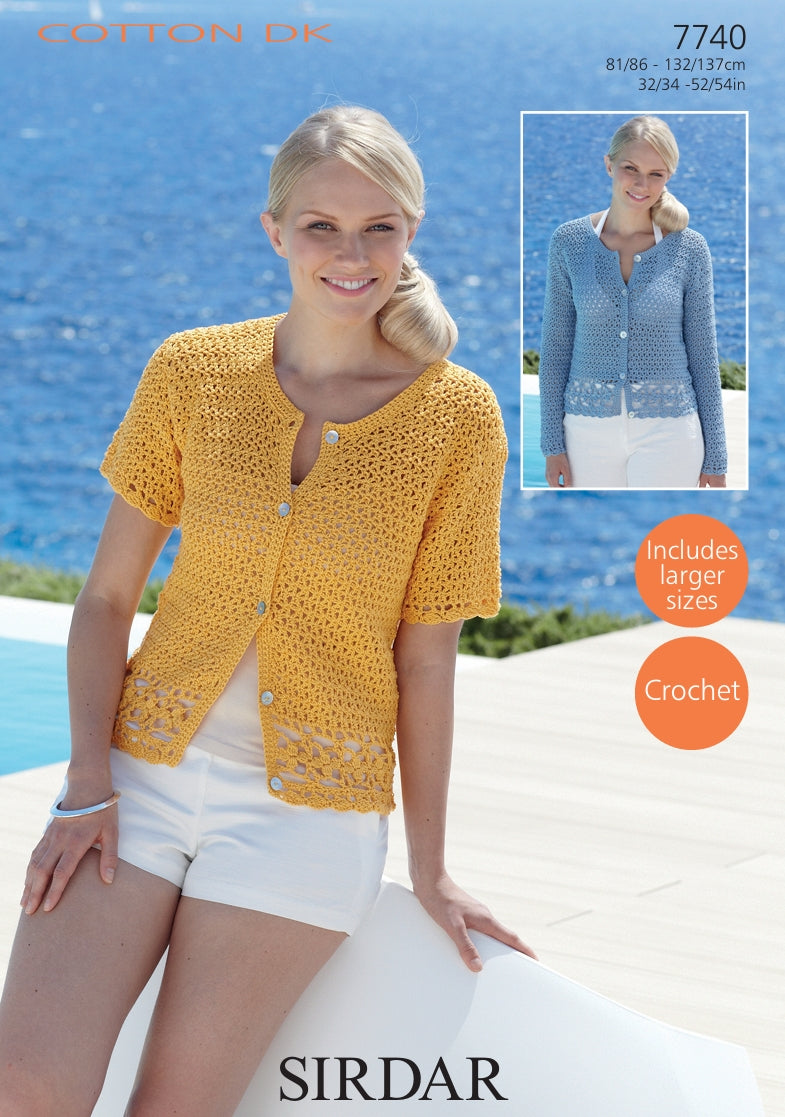 Sirdar Cardigan Crochet Pattern in Sirdar Cotton DK 7740P PDF DOWNLOAD