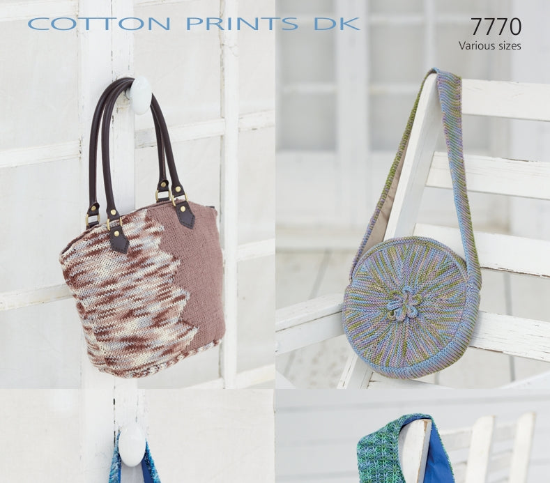 Sirdar Bags Knitting Pattern in Sirdar Cotton Prints and Cotton DK 7770P PDF DOWNLOAD