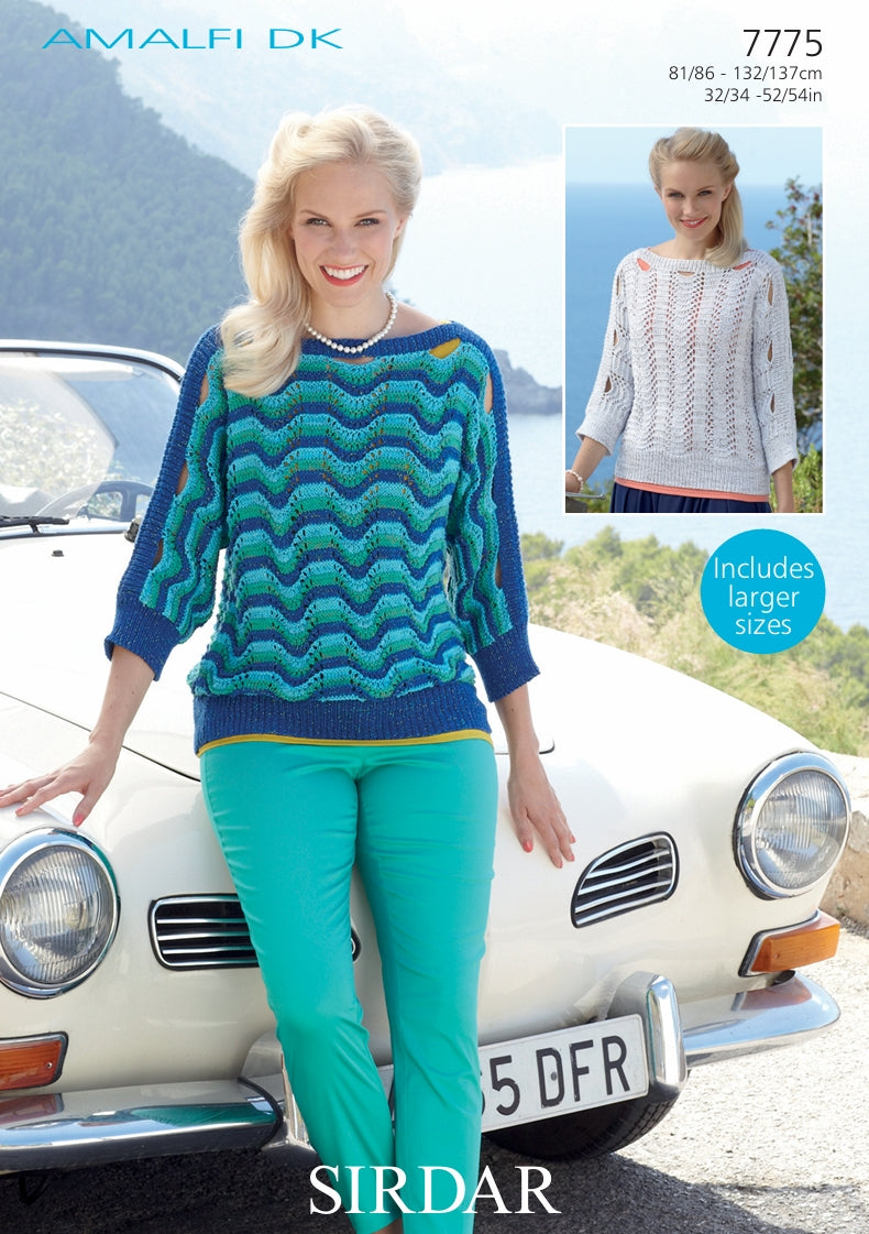 Sirdar Tops Knitting Pattern in Sirdar Amalfi DK 7775P PDF DOWNLOAD