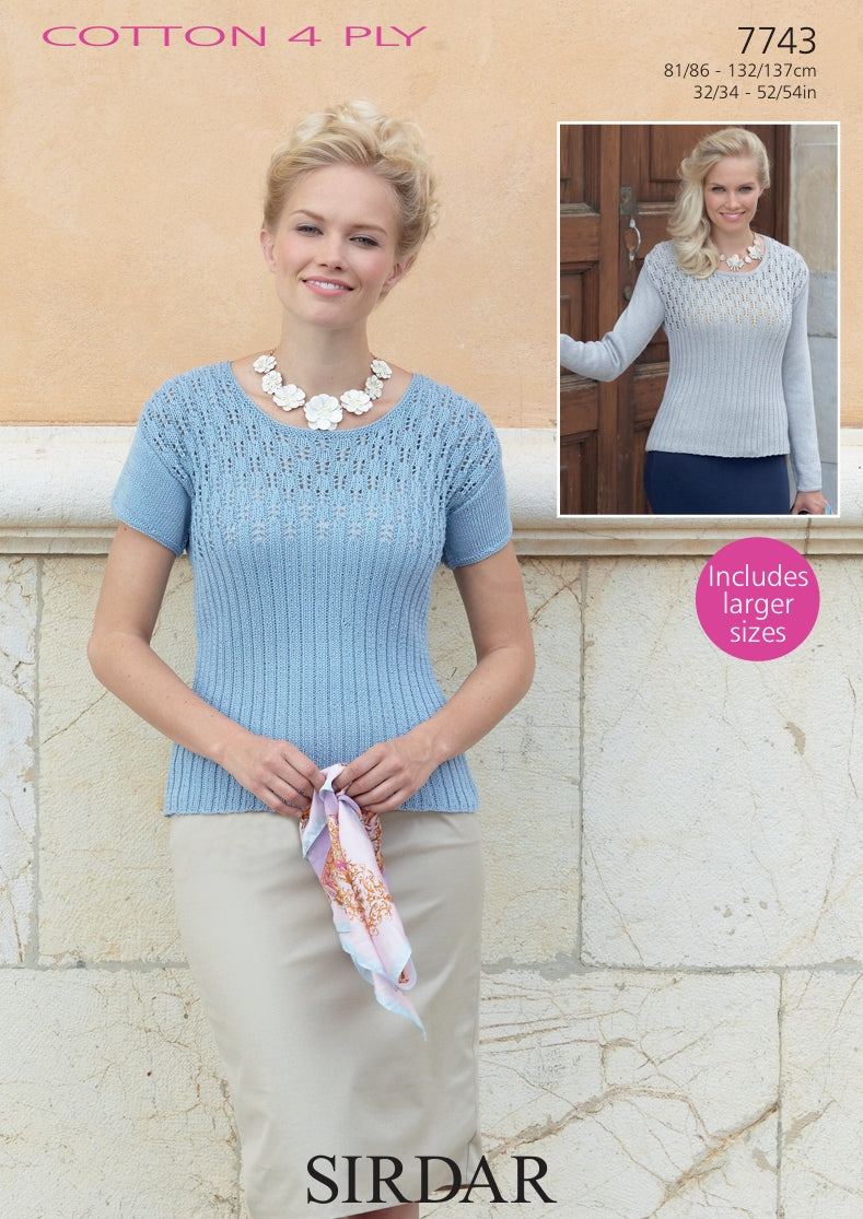 Sirdar Top Knitting Pattern in Sirdar Cotton 4ply 7743P PDF DOWNLOAD