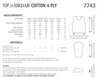 Sirdar Top Knitting Pattern in Sirdar Cotton 4ply 7743P PDF DOWNLOAD