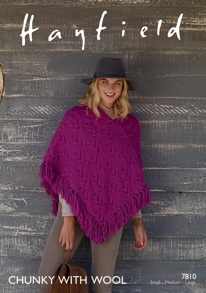Hayfield Poncho Knitting Pattern in Hayfield Chunky with Wool 7810P PDF DOWNLOAD