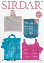 Sirdar Bags Crochet Pattern in Sirdar Cotton 4ply 7820P PDF DOWNLOAD