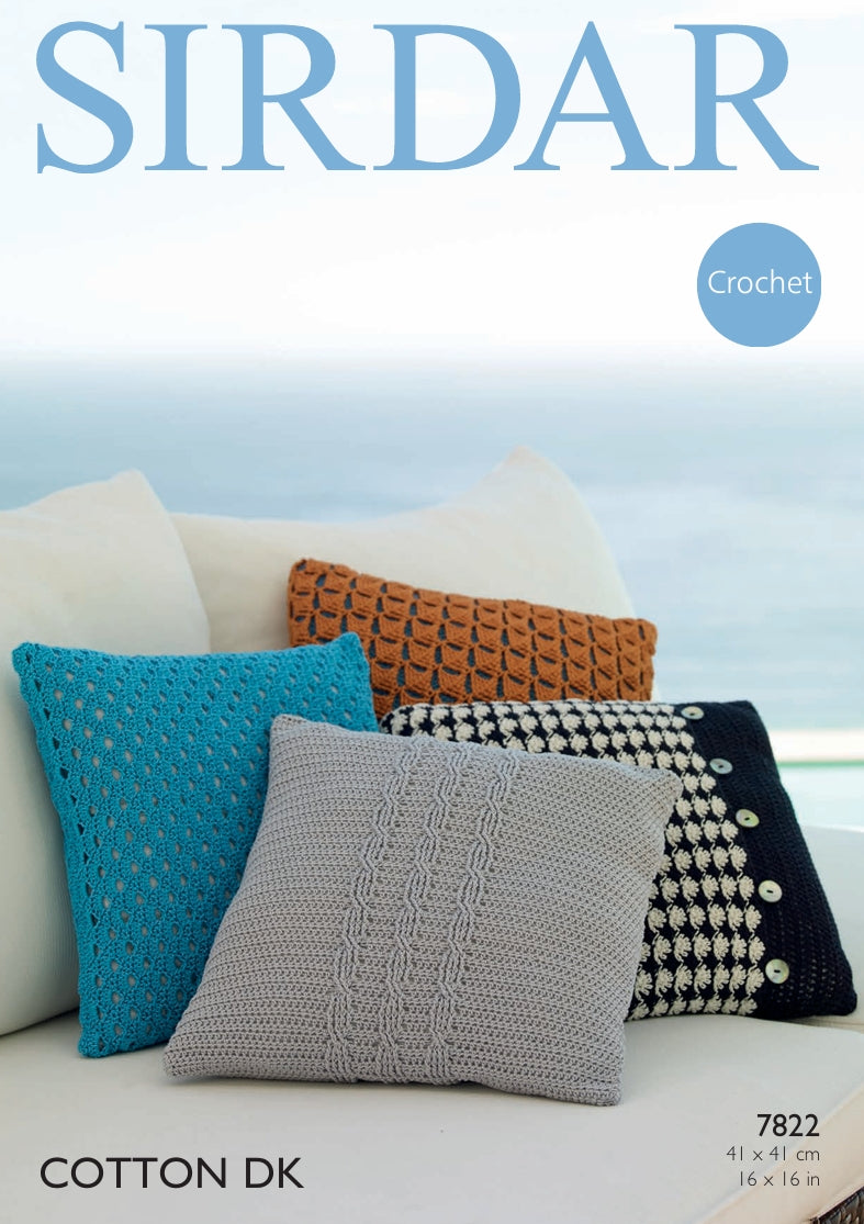 Sirdar Cushion Covers Crochet Pattern in Sirdar Cotton DK 7822P PDF DOWNLOAD