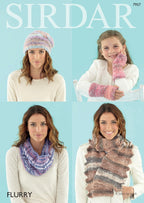 Sirdar Snood, Scarf, Hat and Wrist Warmers Knitting Pattern in Flurry 7957P PDF DOWNLOAD