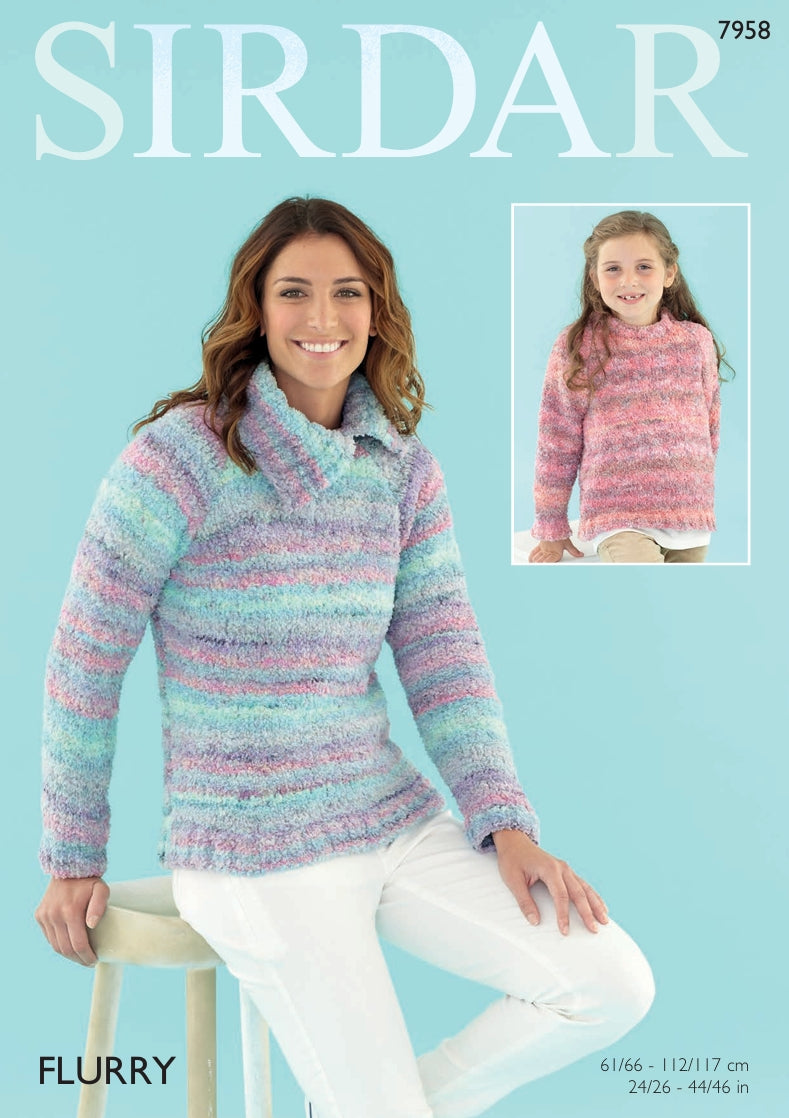 Sirdar Sweaters Knitting Pattern in Flurry 7958P PDF DOWNLOAD