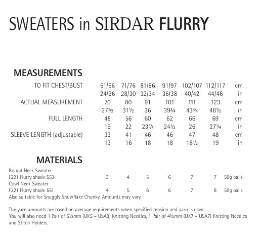 Sirdar Sweaters Knitting Pattern in Flurry 7958P PDF DOWNLOAD